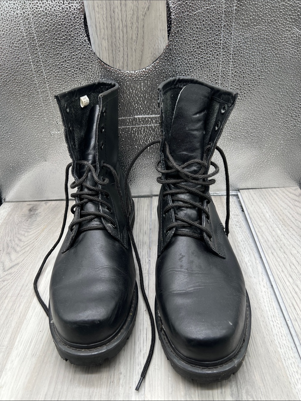 Combat lake and trail Boots Black Leather Soles oil resistant Mens Size 11
